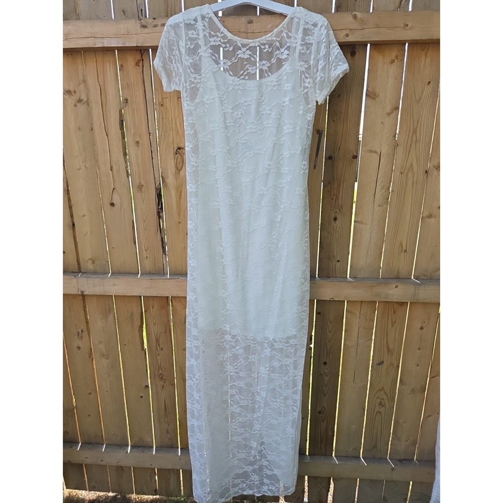 NWT Wild Fable Short Sleeve Maxi Dress White Lace Size Small